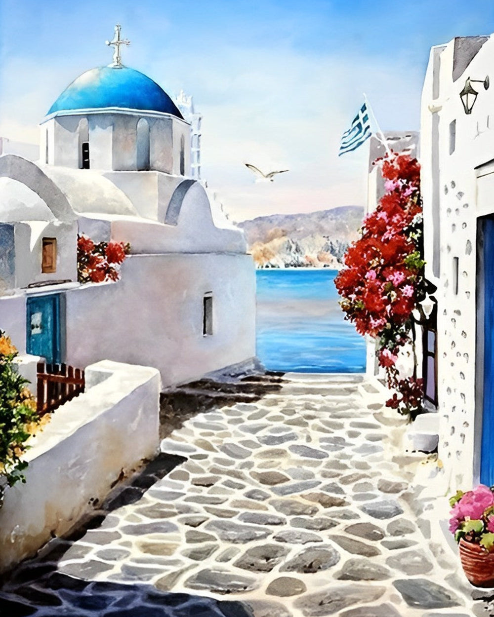 Ville Côtière Ensoleillee Broderie Diamant