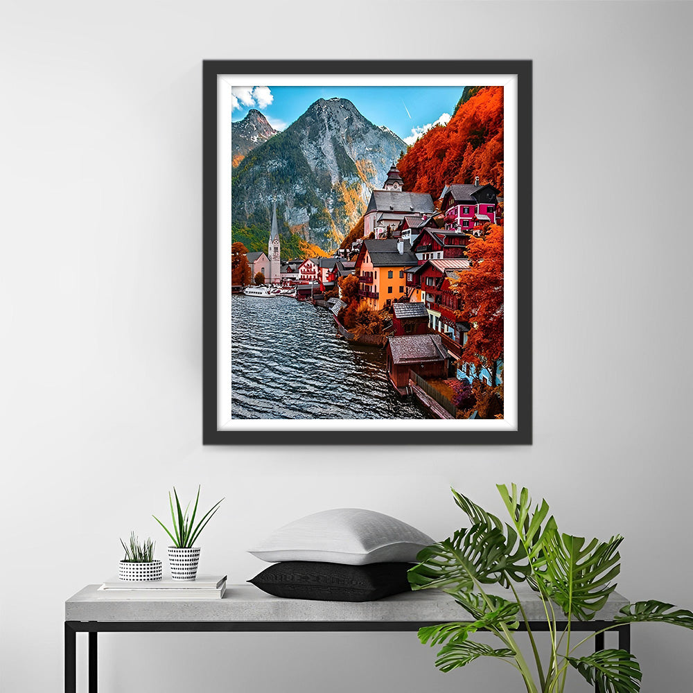 Ville de Montagne Rouge Broderie Diamant