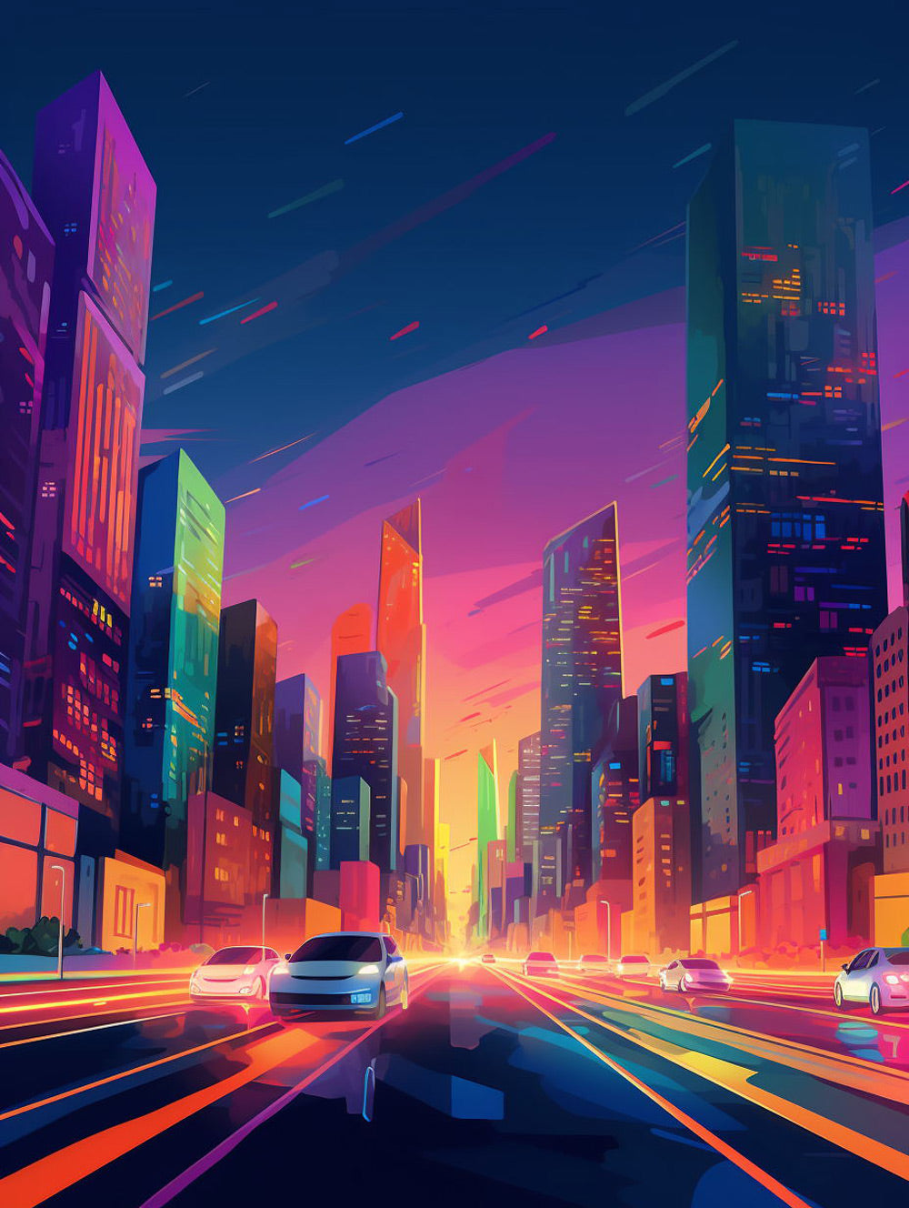 Ville Moderne de Nuit Broderie Diamant