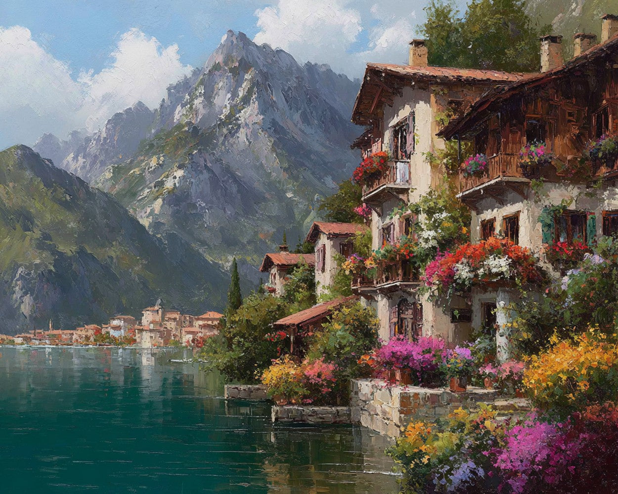 Villes entre les Montagnes et la Mer Broderie Diamant