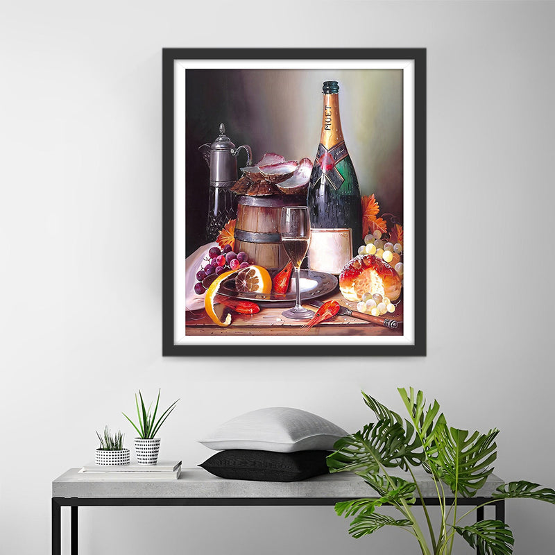 Vin Rouge et Fruits Broderie Diamant