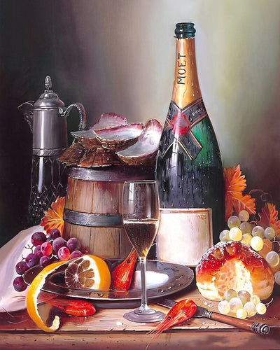 Vin Rouge et Fruits Broderie Diamant