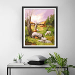 Visage Abstrait, Mouton et Hutte Broderie Diamant