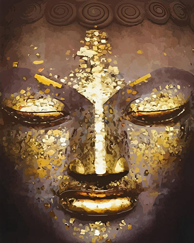 Visage Doré de Bouddha Broderie Diamant