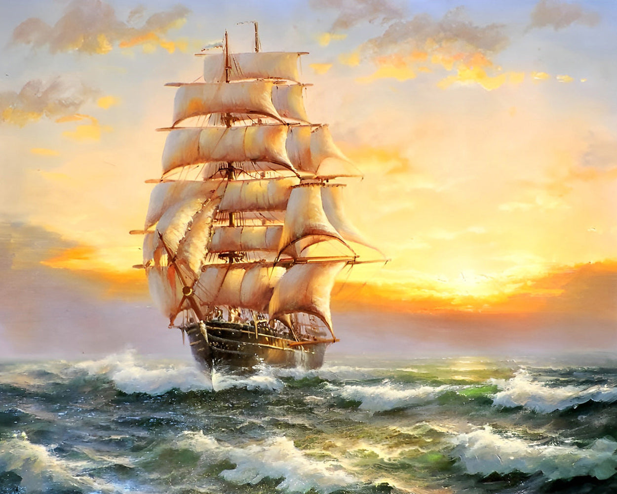 Voilier sur la Mer Broderie Diamant