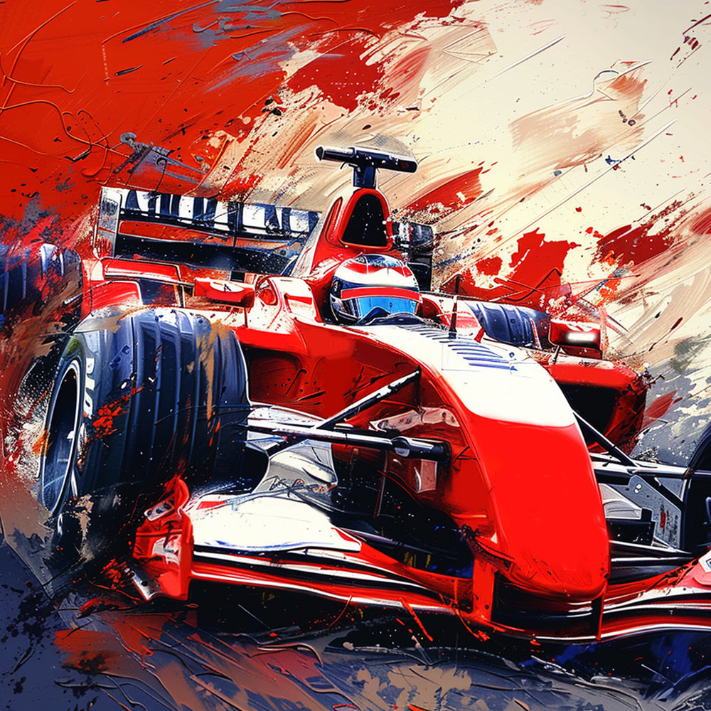 Voiture de Course Rouge Broderie Diamant