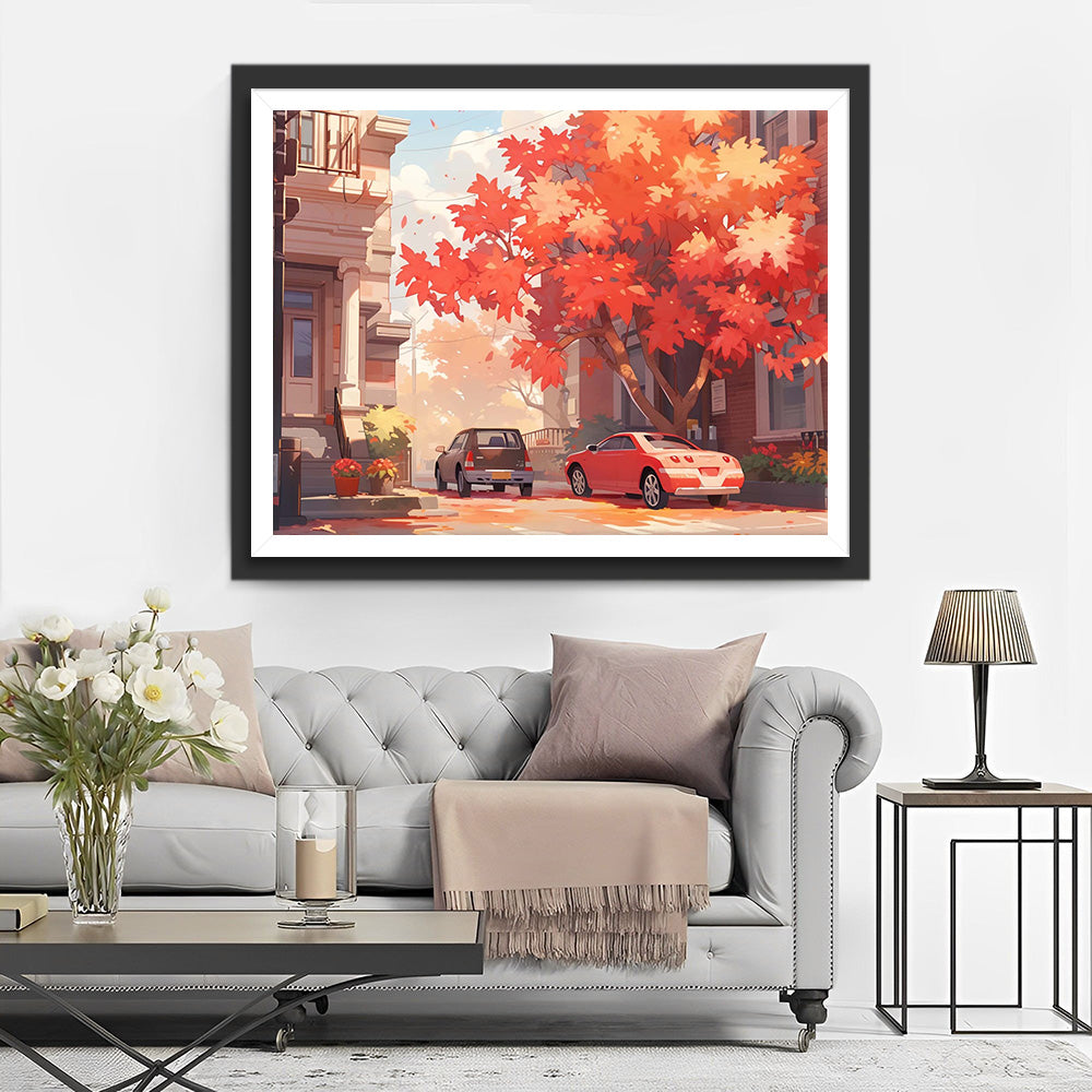 Voiture sous un Érable Broderie Diamant