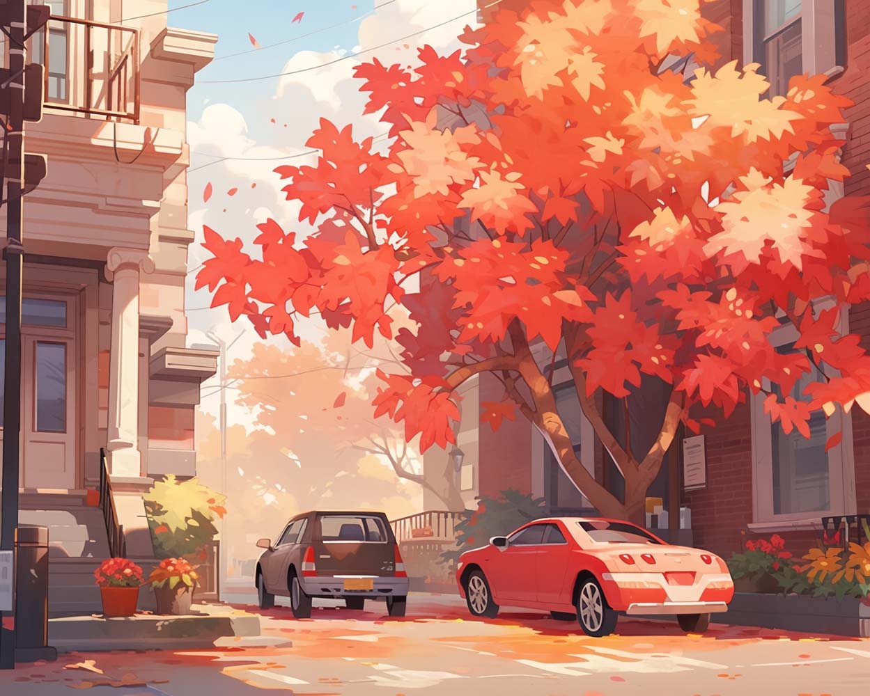 Voiture sous un Érable Broderie Diamant