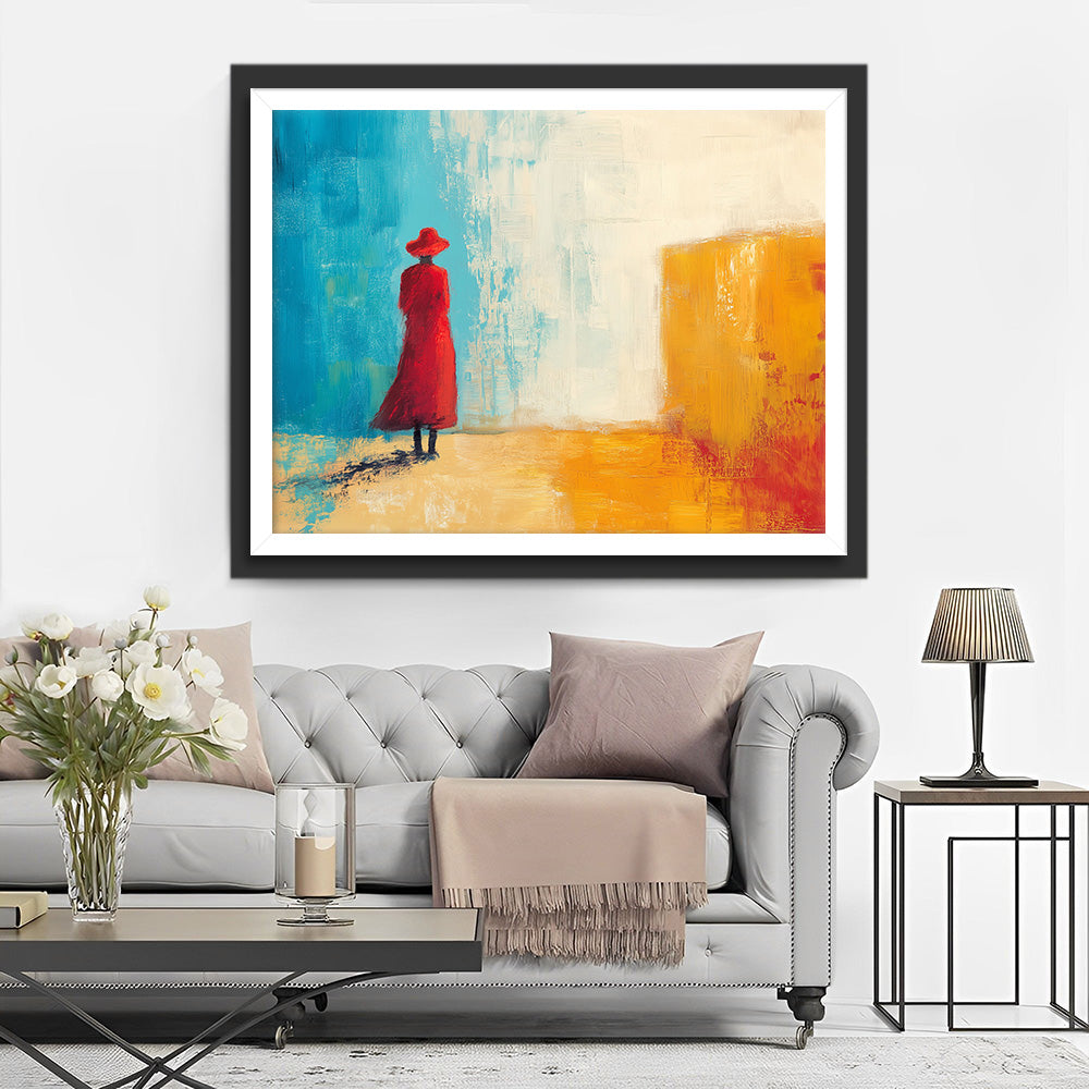 Vue de Dos d’une Femme en Rouge Broderie Diamant