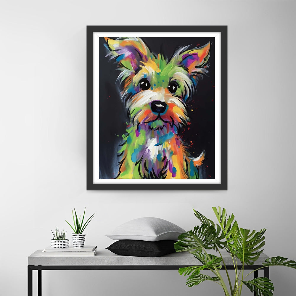 Yorkshire Terrier Coloré Broderie Diamant
