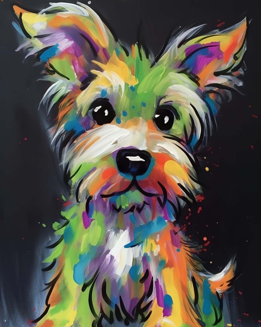 Yorkshire Terrier Coloré Broderie Diamant