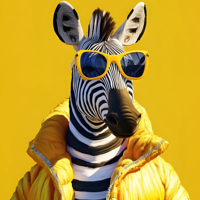 Zèbre avec Manteau Jaune Broderie Diamant