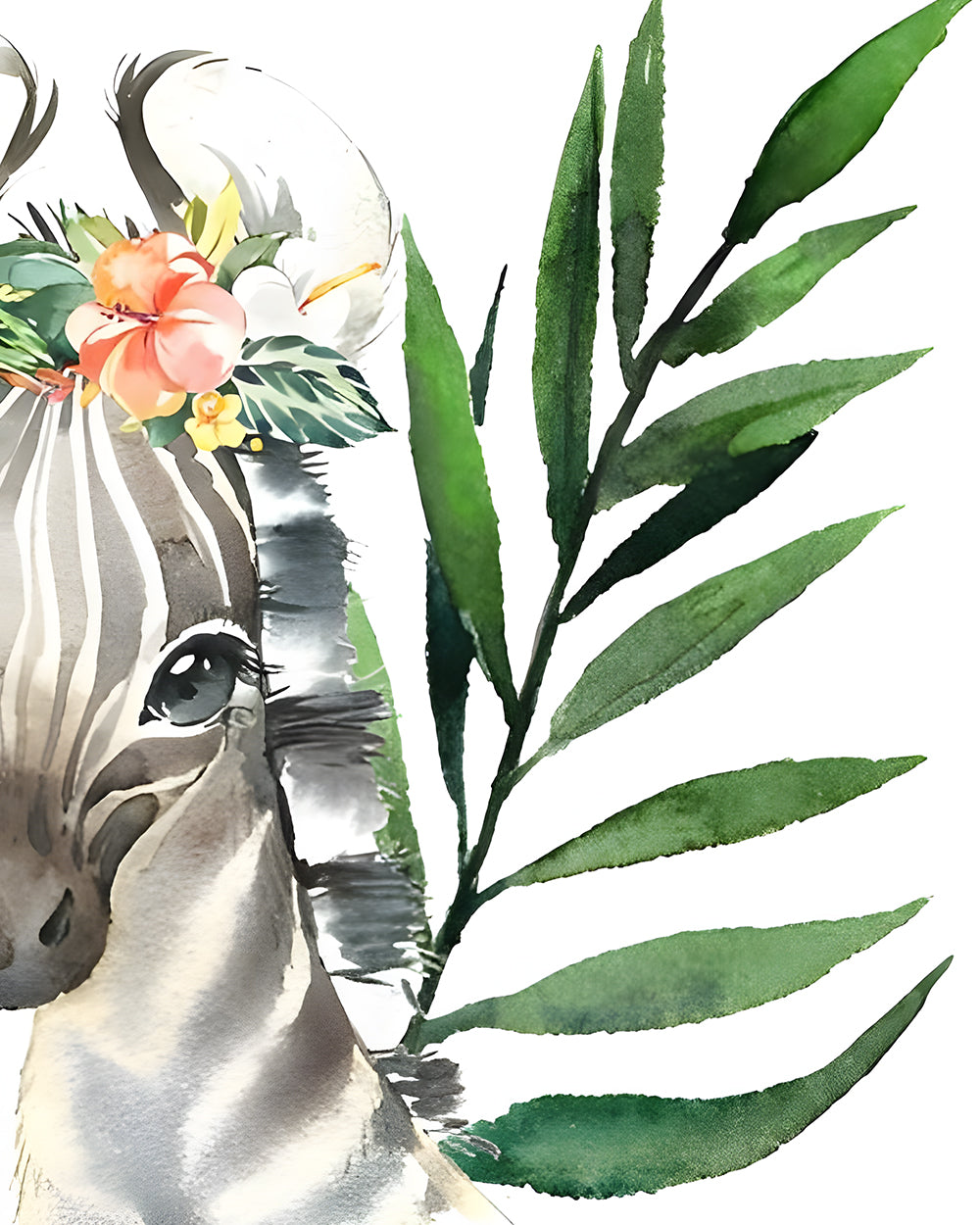 Zèbre et Feuille Verte Broderie Diamant