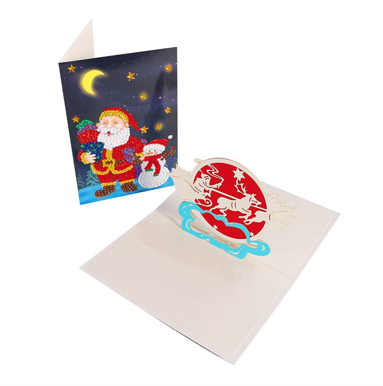 3D Carte de Noël avec Père Noël et Bonhomme de Neige