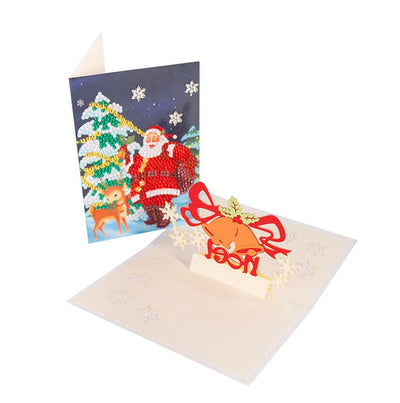 3D Carte de Noël avec Père Noël et Bonhomme de Neige