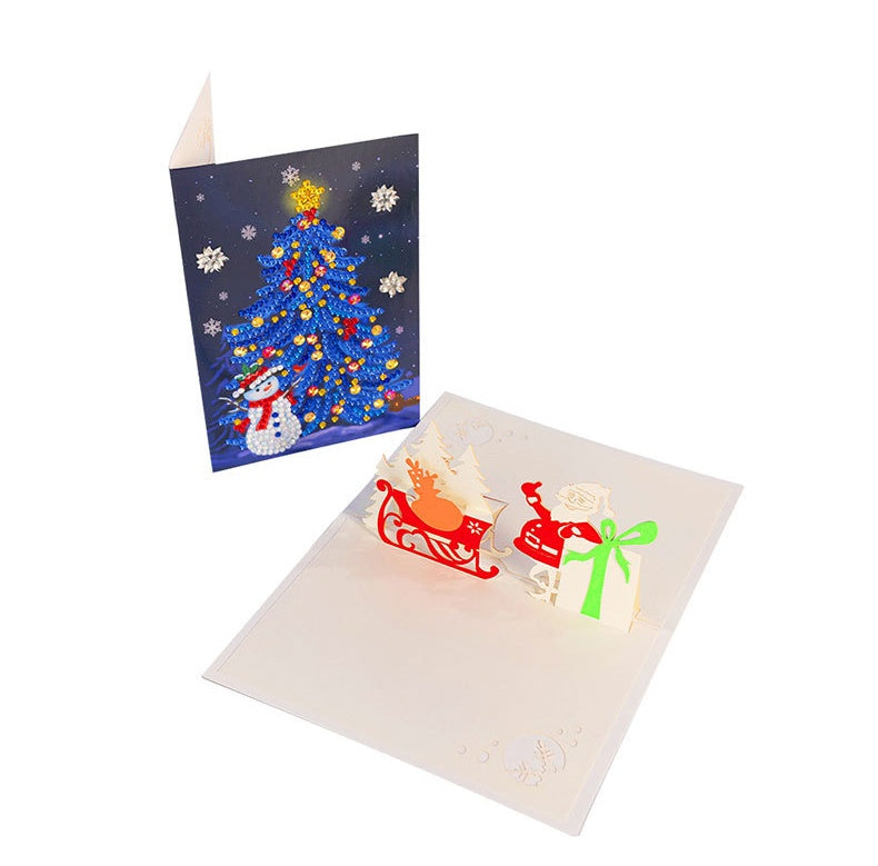 3D Carte de Noël avec Père Noël et Bonhomme de Neige