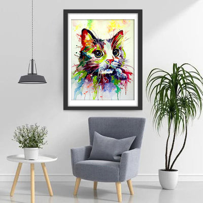 Chat en Peinture à l'Huile Broderie Diamant