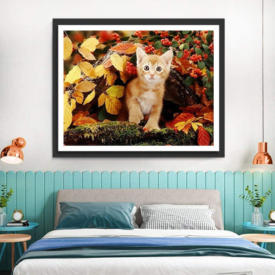 Chaton d'Automne Broderie Diamant