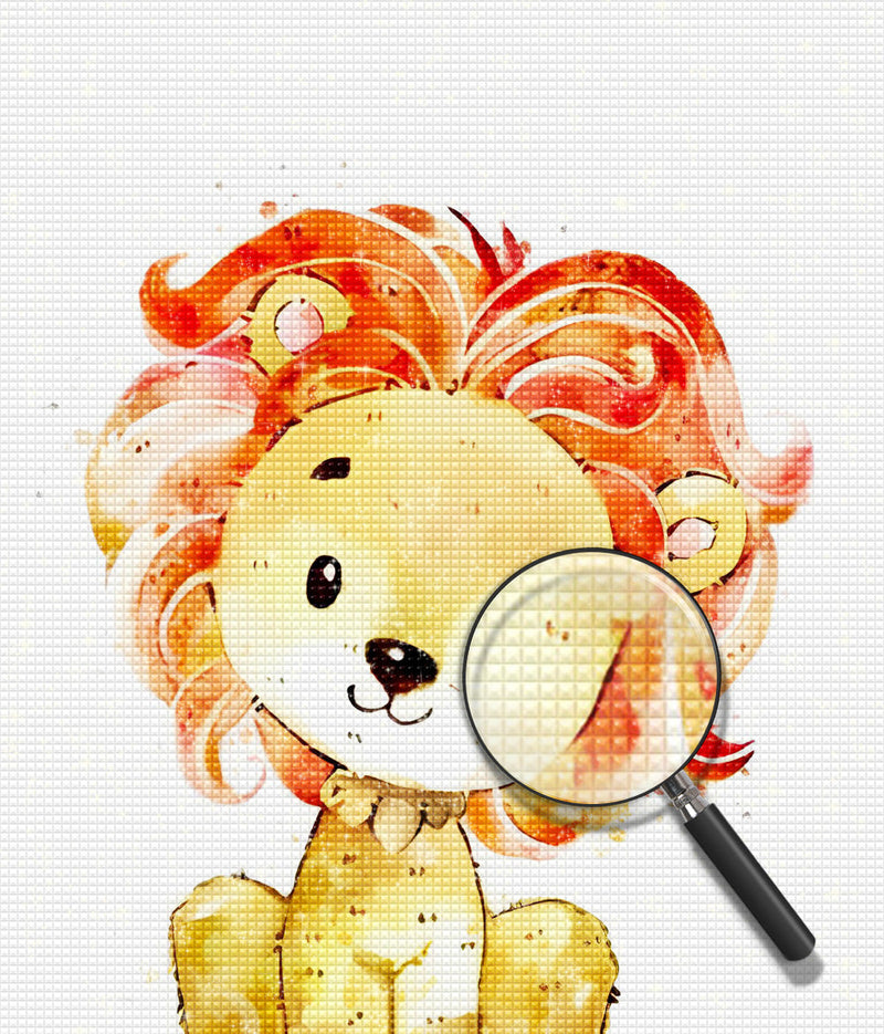 Mignon Lion à la Crinière Rouge Cartoon Enfants Broderie Diamant