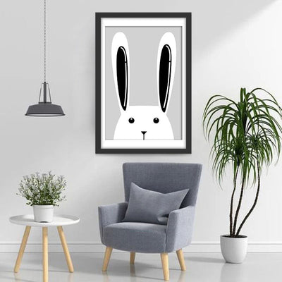 Lapin Blanc et Noir Cartoon Broderie Diamant