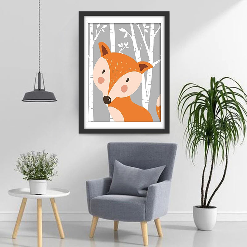 Mignon Renard Roux Cartoon Broderie Diamant