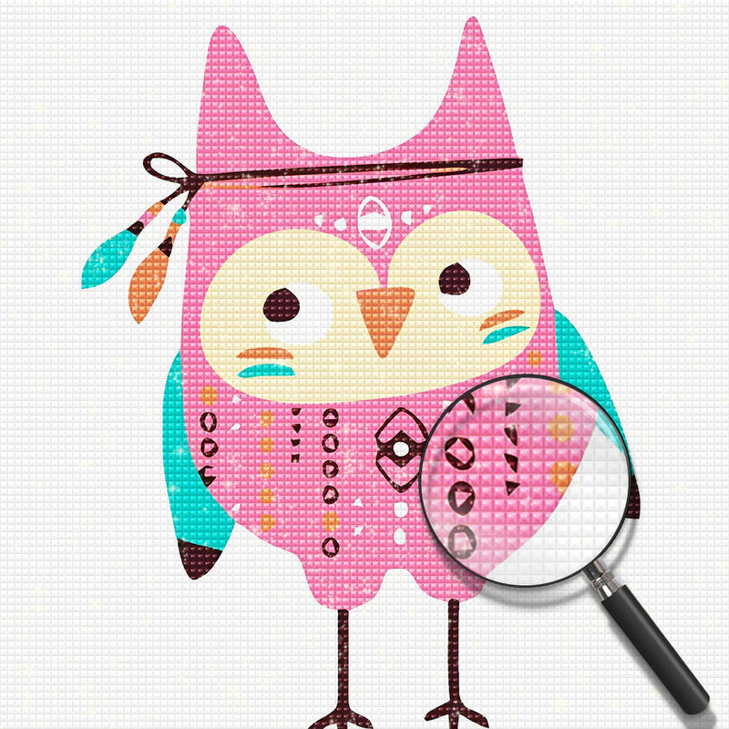 Hibou Rouge de la Tribu Broderie Diamant