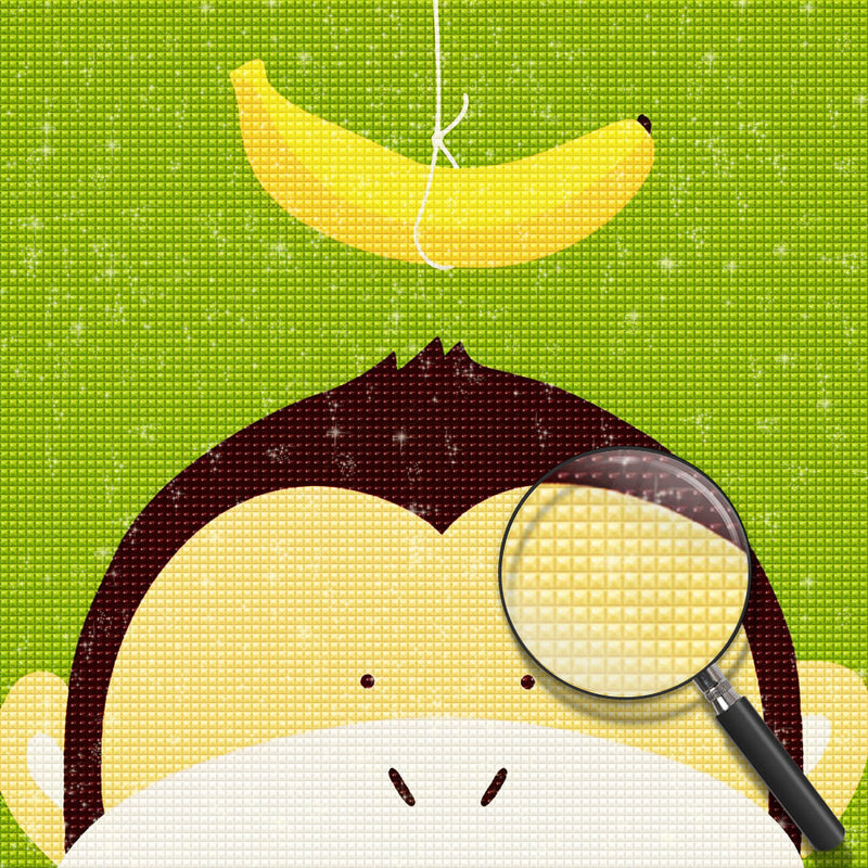 Gorille et Banane Cartoon Broderie Diamant