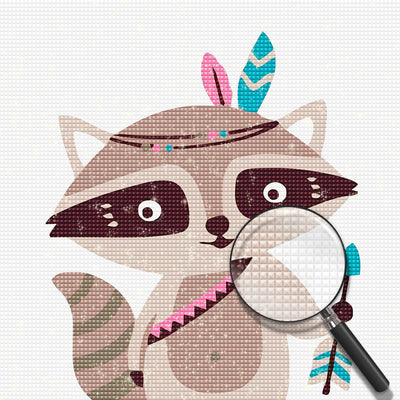 Racoon dans la Tribu Cartoon Broderie Diamant