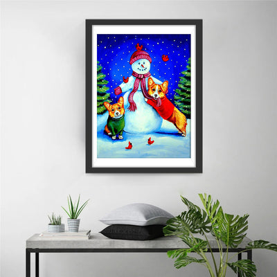 Bonhomme de Neige et Gorgis Broderie Diamant