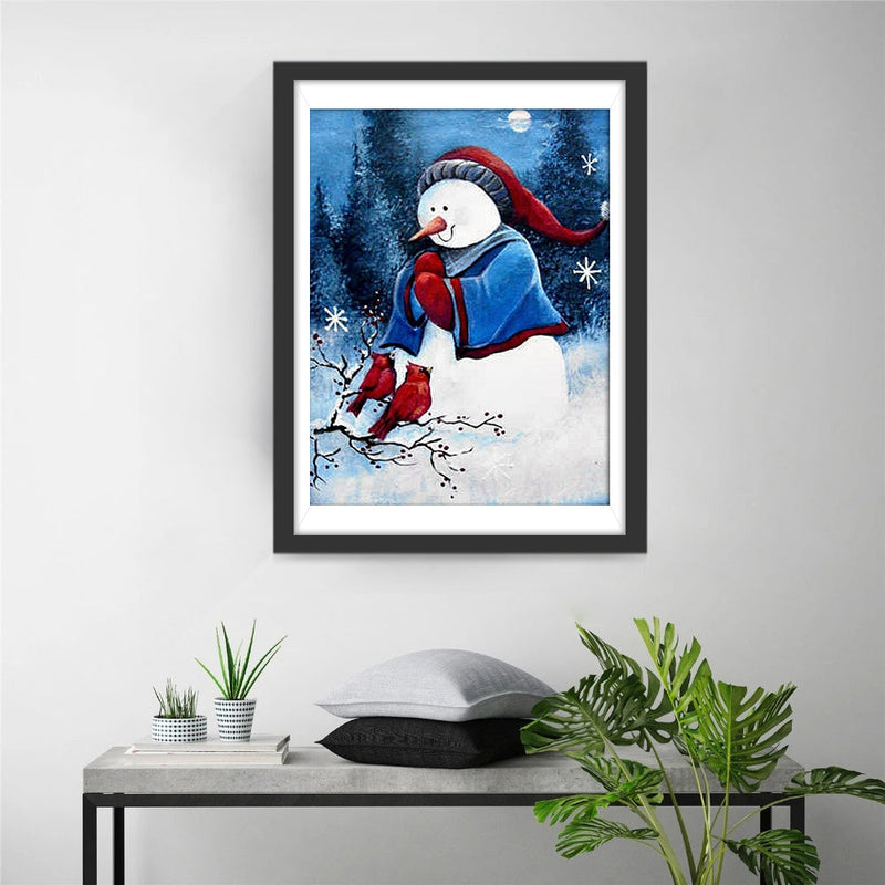 Bonhomme de Neige en Vêtement Bleu Broderie Diamant