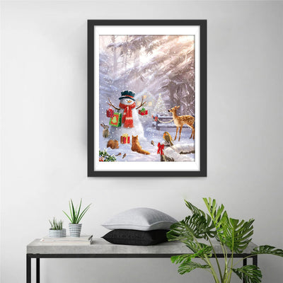 Bonhomme de Neige sous le Soleil Broderie Diamant