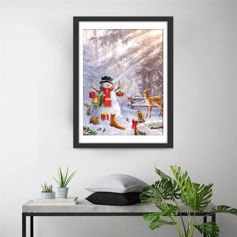 Bonhomme de Neige sous le Soleil Broderie Diamant