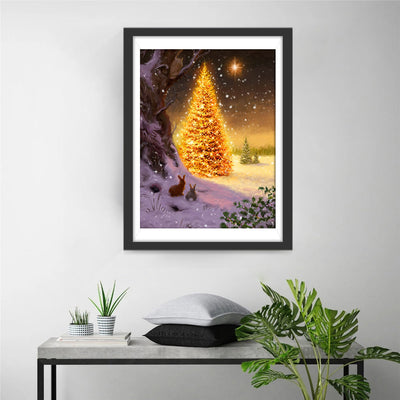 Sapin de Noël Doré Lumineux Broderie Diamant