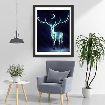 Cerf et la Lune Broderie Diamant