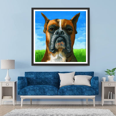 Ciel Bleu et Bouledogue Broderie Diamant