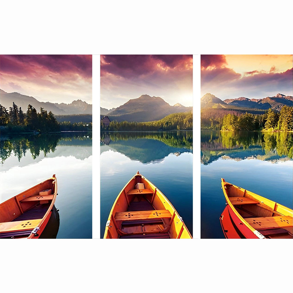 Petites Barques en Bois 3 Partie Broderie Diamant