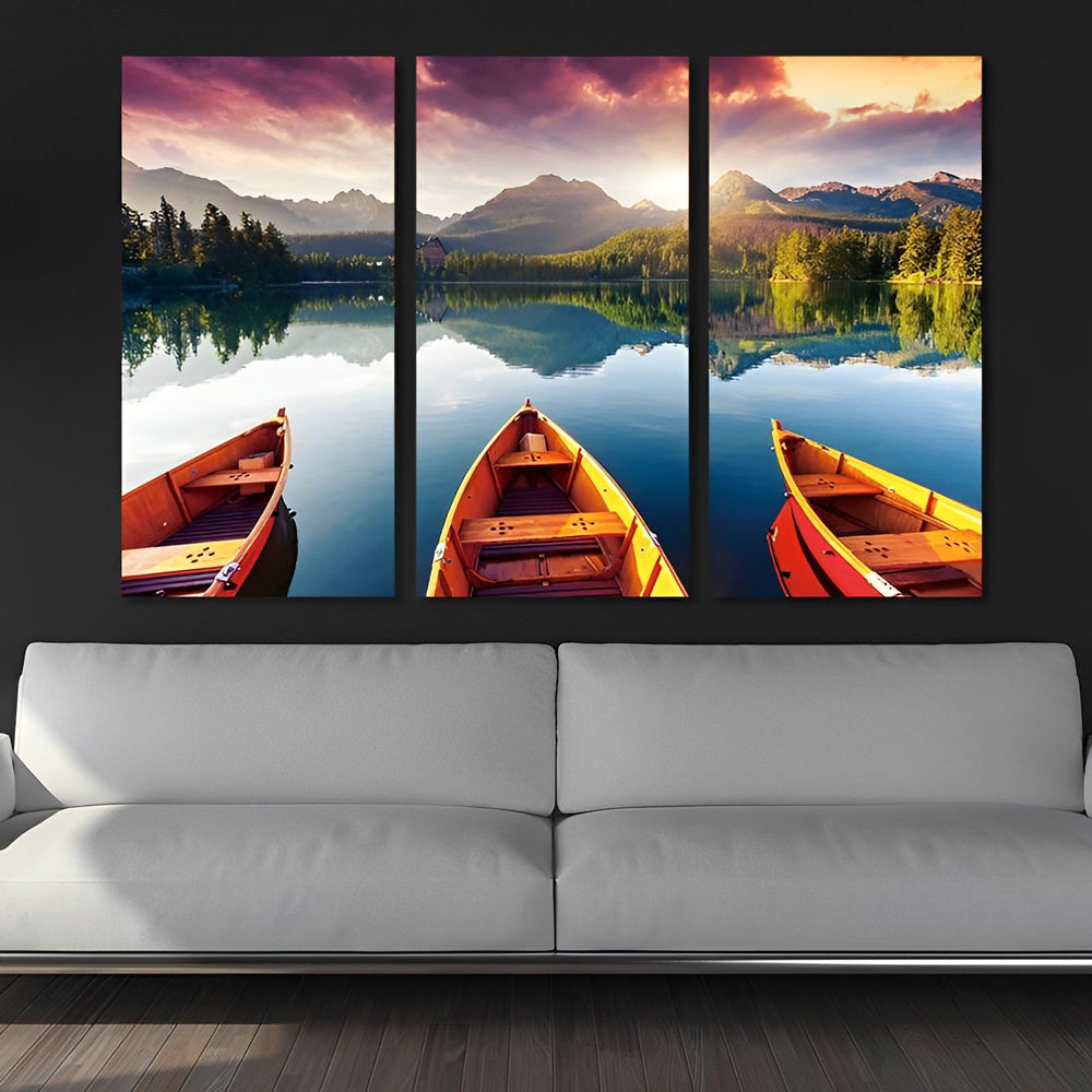 Petites Barques en Bois 3 Partie Broderie Diamant