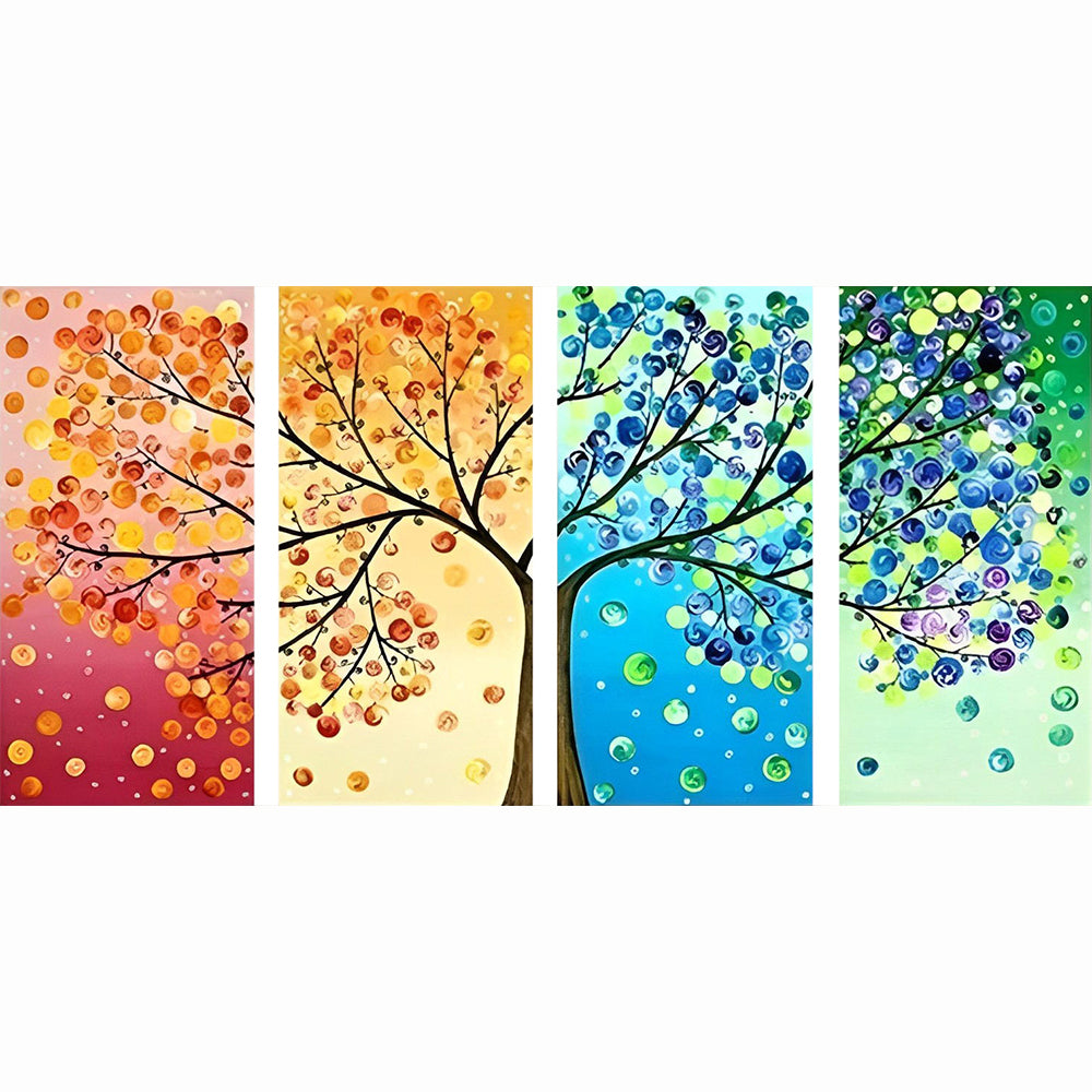 Arbre de Quatre Couleurs 4 Partie Broderie Diamant