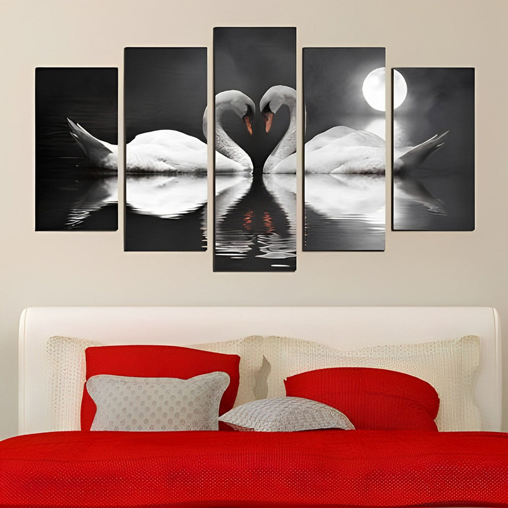 Cygnes et la Lune Claire 5 Partie Broderie Diamant