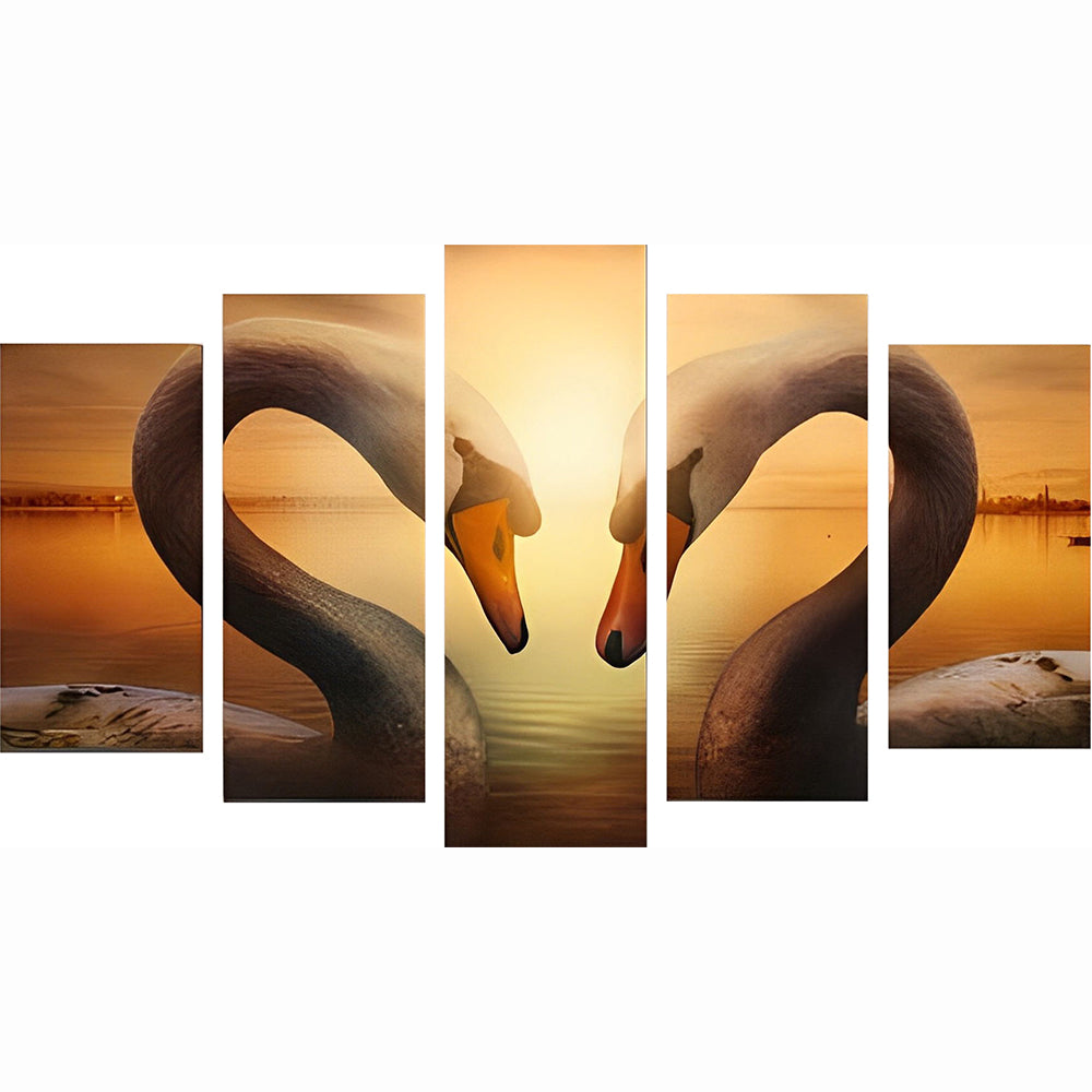 Cygne en Forme de Coeur 5 Partie Broderie Diamant