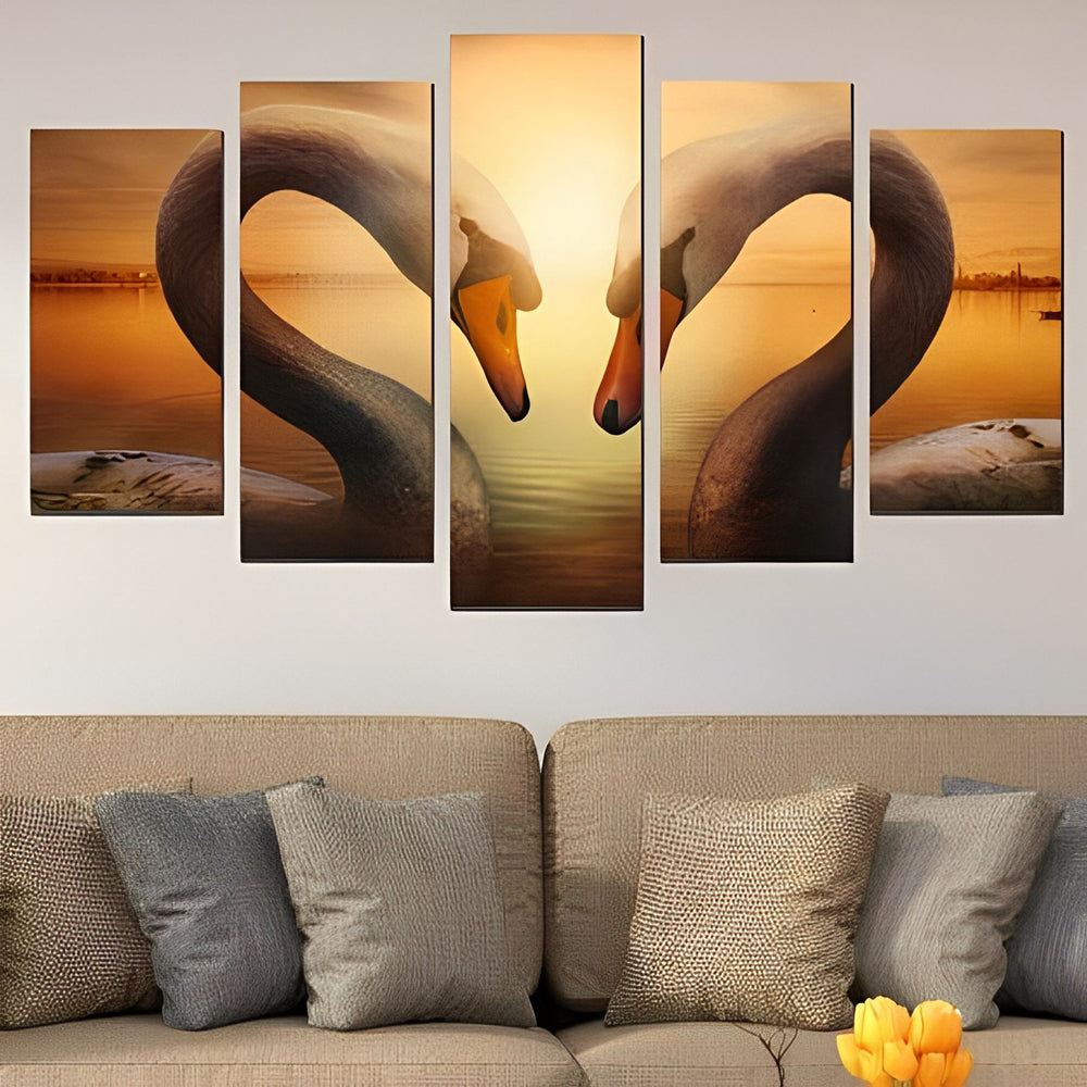 Cygne en Forme de Coeur 5 Partie Broderie Diamant