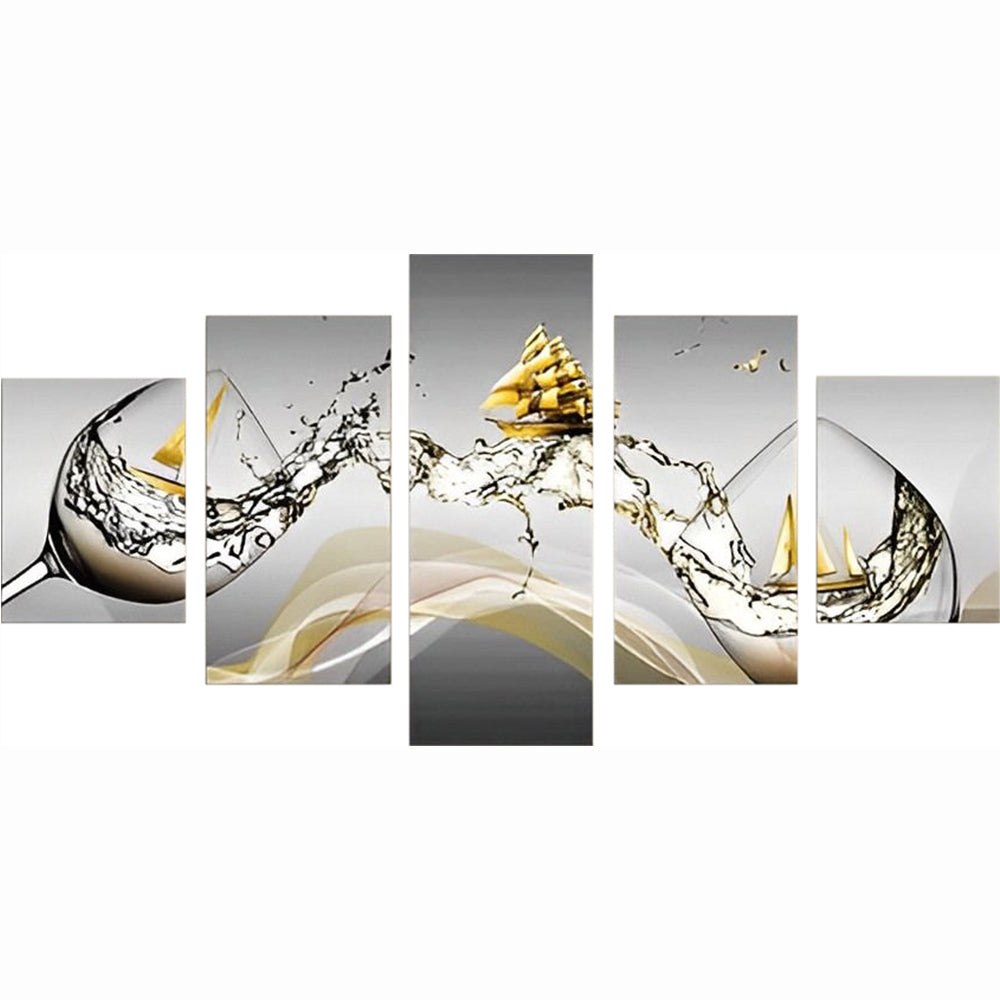 Verres et Voilier 5 Partie Broderie Diamant