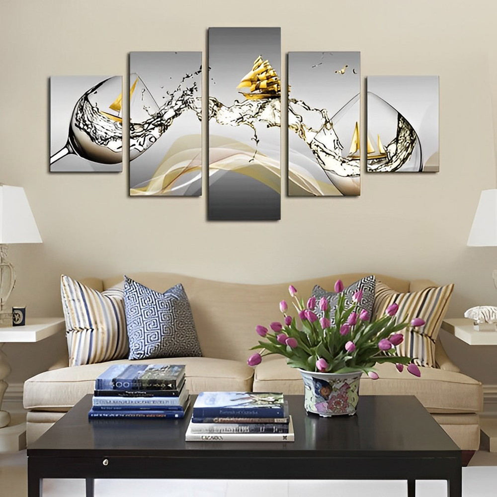 Verres et Voilier 5 Partie Broderie Diamant