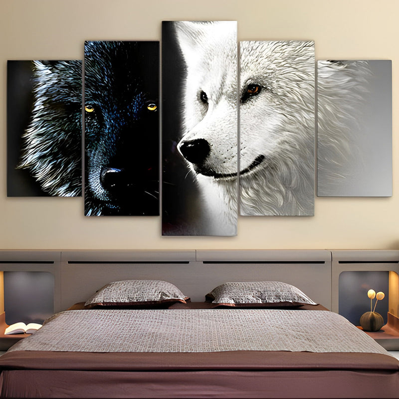 Loup Blanc et Loup Noir 5 Partie Broderie Diamant