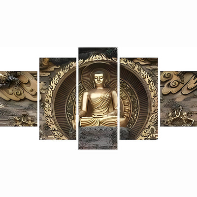 Statue de Bouddha en Méditation 5 Partie Broderie Diamant