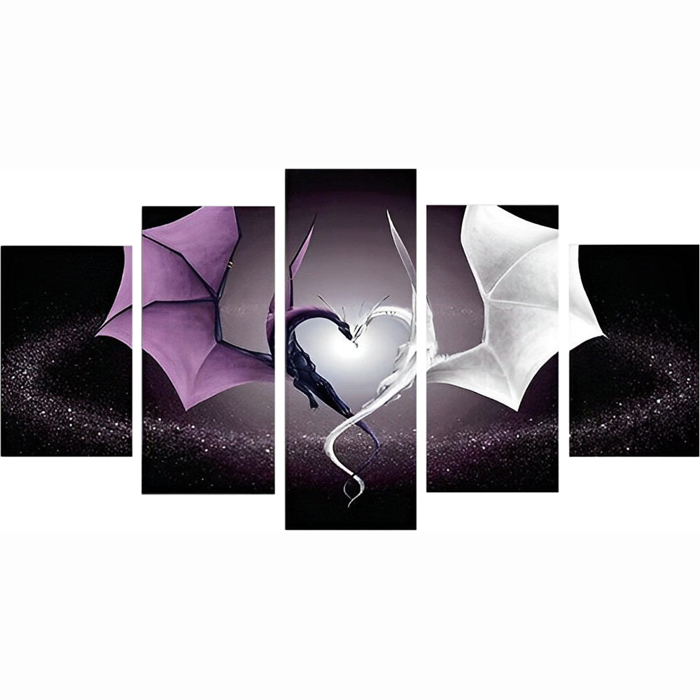 Dragon Noir et Dragon Blanc 5 Partie Broderie Diamant