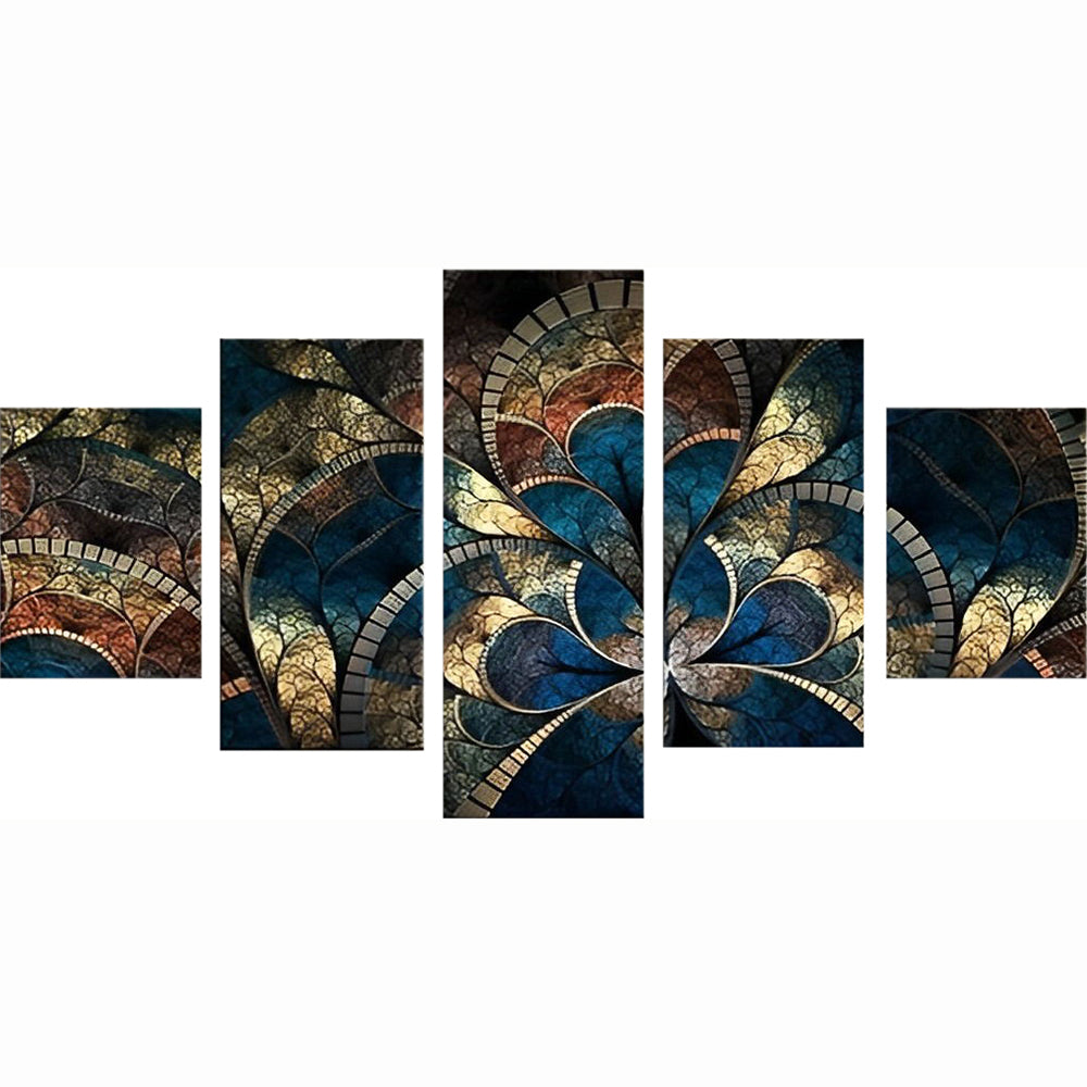 Fleurs Bleues et Dorées 5 Partie Broderie Diamant