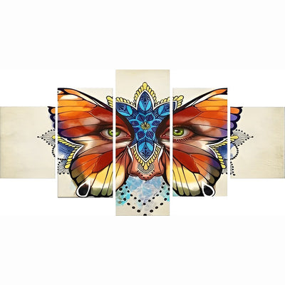 Papillon Roux avec des Yeux 5 Partie Broderie Diamant