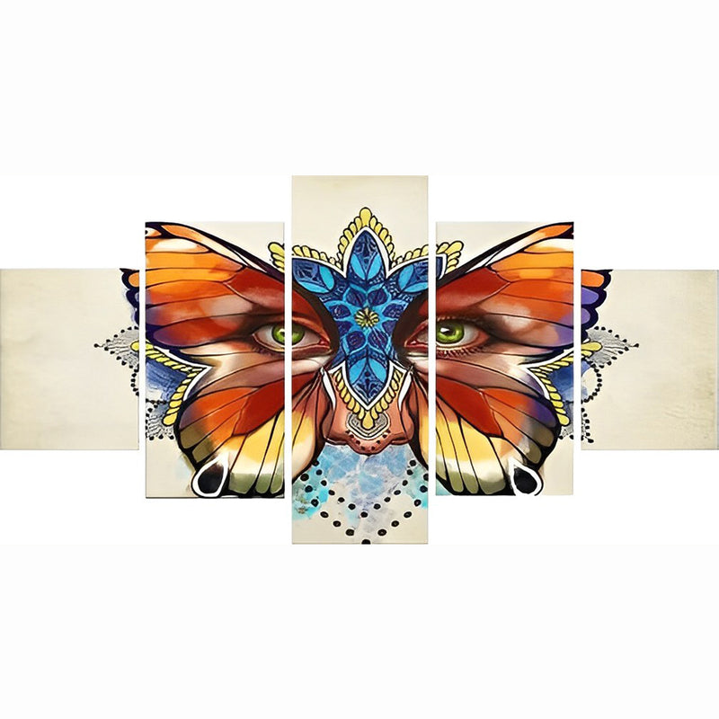 Papillon Roux avec des Yeux 5 Partie Broderie Diamant
