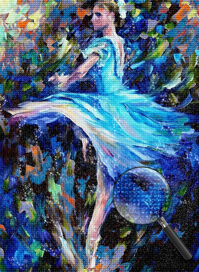 Danseuse en Robe Bleue Broderie Diamant